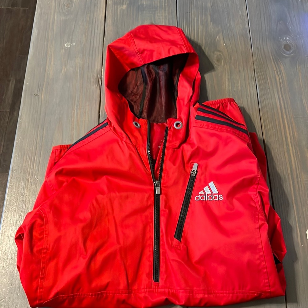 Red Adidas windbreaker